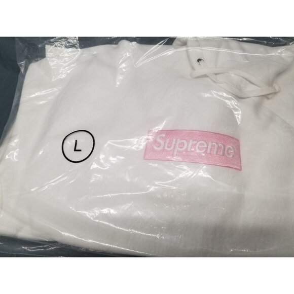 Supreme Box Logo Hooded Sweatshirt (FW25) White Pink Size Large BRAND NEW - Picture 2 of 4